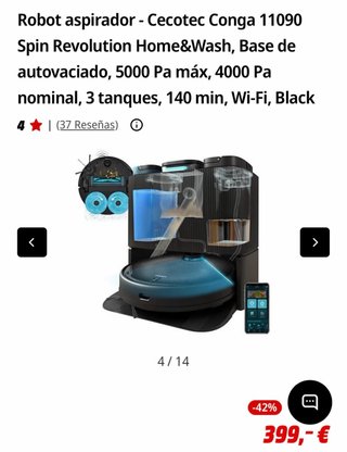 Robot Aspirador Cecotec Conga 11090 spin revolutio