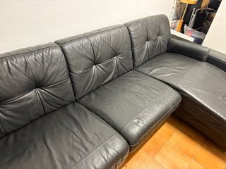 Sofá chaise longue de piel negro