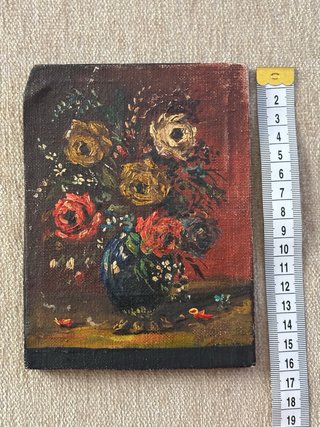 Óleo sobre lienzo en tabla flores