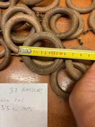32 Anillas Madera Cortina 6cm Ext.