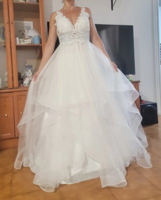 Vestido de Novia Princesa Blanco, 2 velos 1d 2m,3m