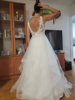 Vestido de Novia Princesa Blanco, 2 velos 1d 2m,3m