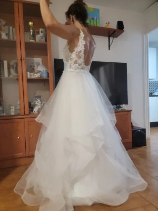 Vestido de Novia Princesa Blanco, 2 velos 1d 2m,3m