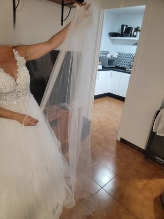 Vestido de Novia Princesa Blanco, 2 velos 1d 2m,3m