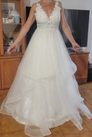 Vestido de Novia Princesa Blanco, 2 velos 1d 2m,3m
