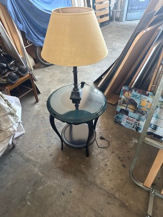 Mesa auxiliar redonda cristal y madera