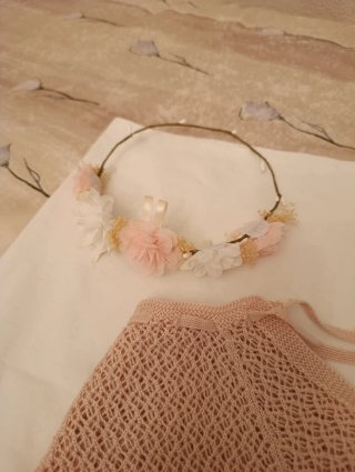 Conjunto Comunión Corona y capa /chaqueta Rosa
