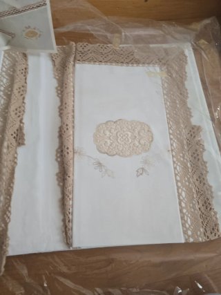 Set Lenzuola Matrimoniali Cotone Vintage Beige