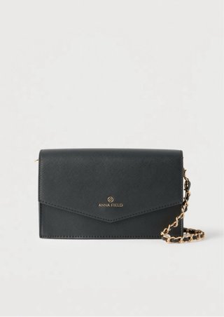 Bolso de mano Anna Field negro y dorado
