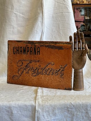 Cartel antiguo a dos caras publicidad Freixenet