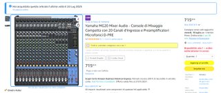 Yamaha MG20 Mixer Analogico 20 Canali