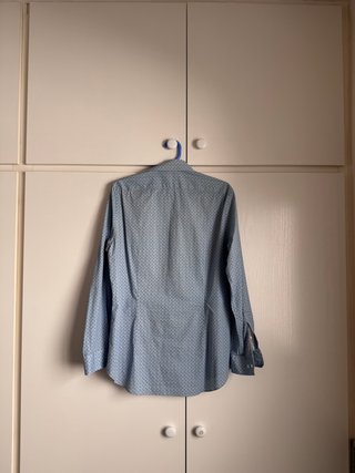 Camisa Michael Kors slim fit azul estampada M