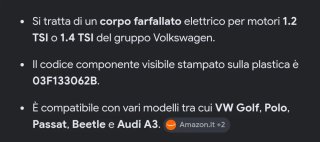 Gruppo FARFALLATO Elettronico VW Golf Polo Audi
