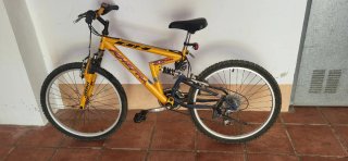 Bicicleta Montaña Doble Suspensión Amarilla