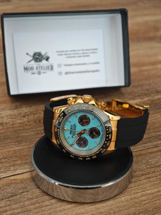 Seiko Mod Daytona Tiffany Oro y Turquesa