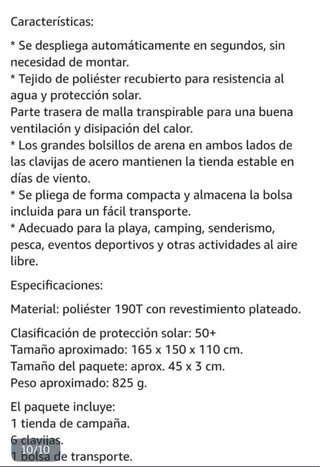 Tienda de campaña playa azul