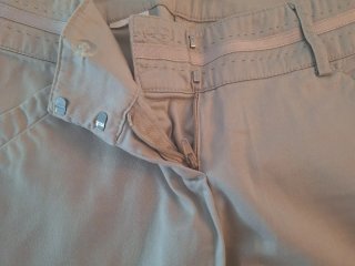 Pantalón tela mujer beige XS tiro bajo