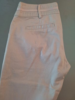 Pantalón tela mujer beige XS tiro bajo