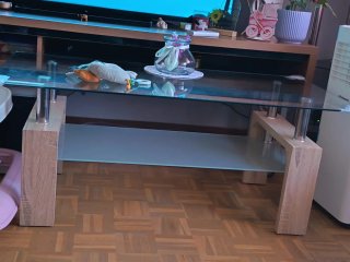 Mesa de centro cristal y madera