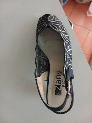 Zapatos Zany Piel Azul y Blanco