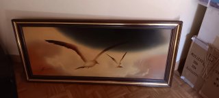 Cuadro de gaviotas en vuelo