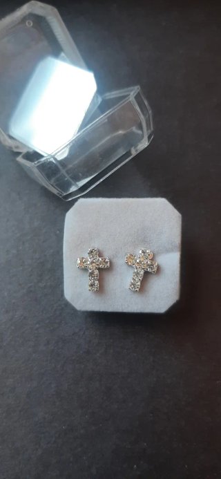 Pendientes Cruz Brillantes Plata