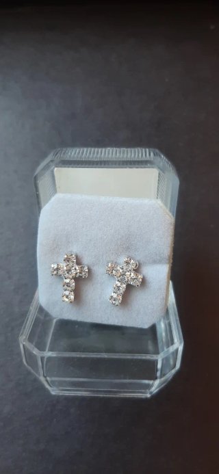 Pendientes Cruz Brillantes Plata
