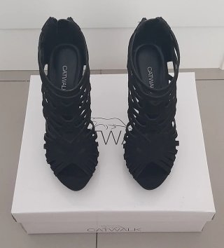Sandalias tacón negras Catwalk mujer