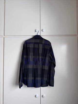 Camisa cuadros marino y gris slim fit XL (queda M)