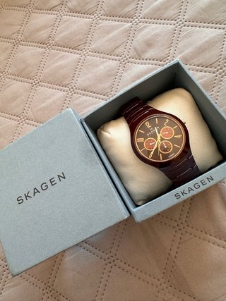 Reloj Skagen Cerámica Marrón y Dorado
