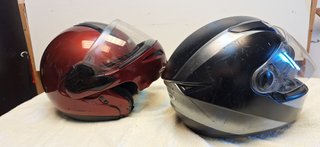 2 Cascos Moto Scooter Negro y Rojo