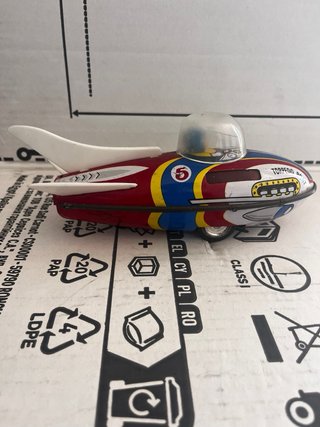 Juguete Vintage hojalata Cosmic Torpedo Boat 5