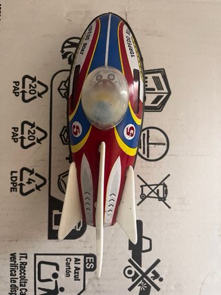 Juguete Vintage hojalata Cosmic Torpedo Boat 5