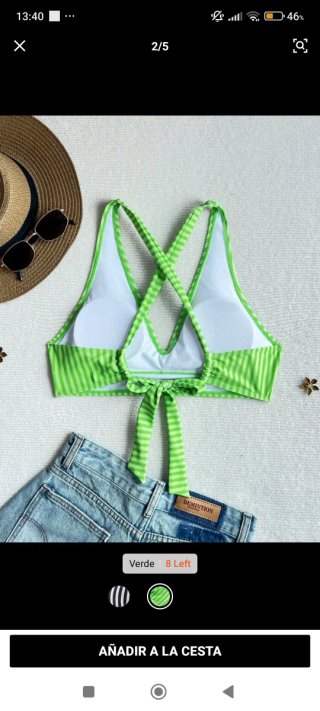 Top bikini rayas azul y blanco