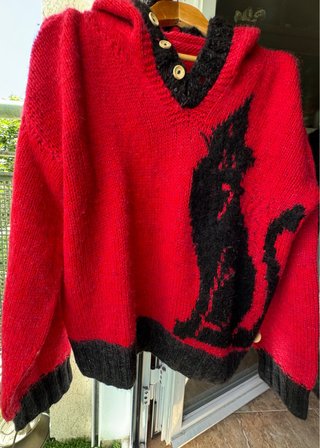 Jersey artesanal gato negro lana y seda