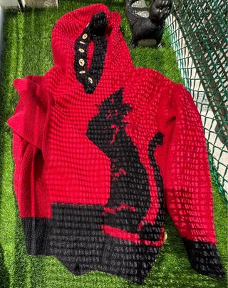 Jersey artesanal gato negro lana y seda
