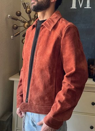 Chaqueta Cuero Ante Camarón Talla M