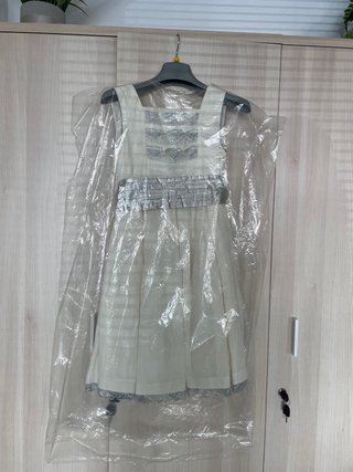 Vestido niña flores boda plata