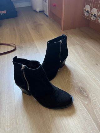 Botines Zara Negros Tacón Cremallera
