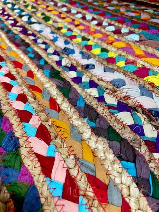 Tappeto in cotone e iuta multicolore