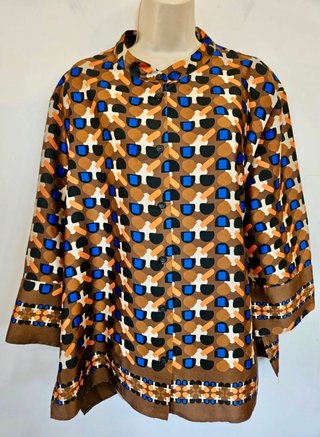 Blusa Zara Satén Geométrico Talla M
