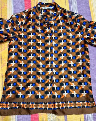 Blusa Zara Satén Geométrico Talla M