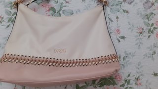 Borsa a tracolla bianca e rosa