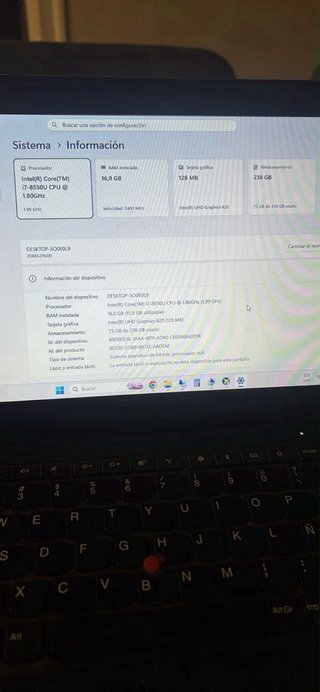 Portátil Lenovo X280 Core i7 Batería Nueva