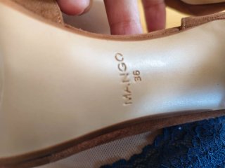Zapatos Mango Tacon Ante Marrón Talla 36