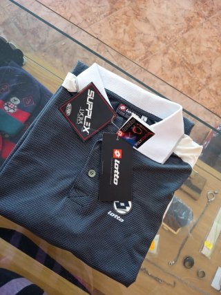 Camiseta Lotto Talla L Hombre Gris y Blanca