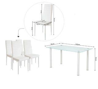 Mesa comedor cristal negro + 4 sillas