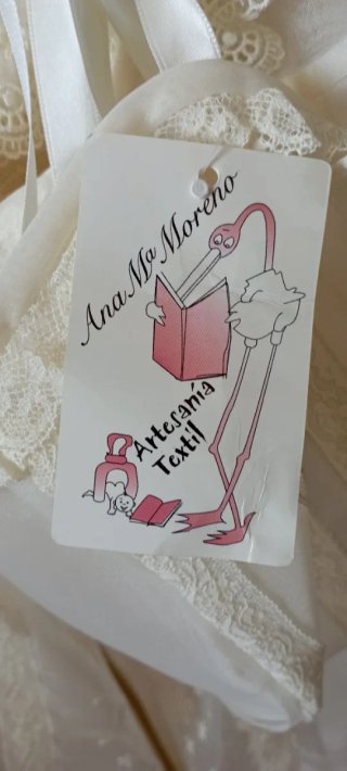 Faldón de bautismo de organza con encaje