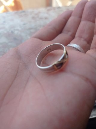 Anillo Plata 925 y Oro 18K Cruz