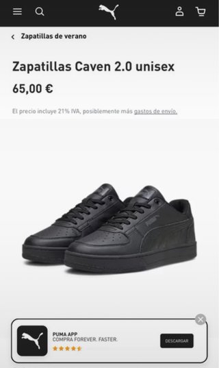 Zapatillas Puma Caven Unisex Negras
